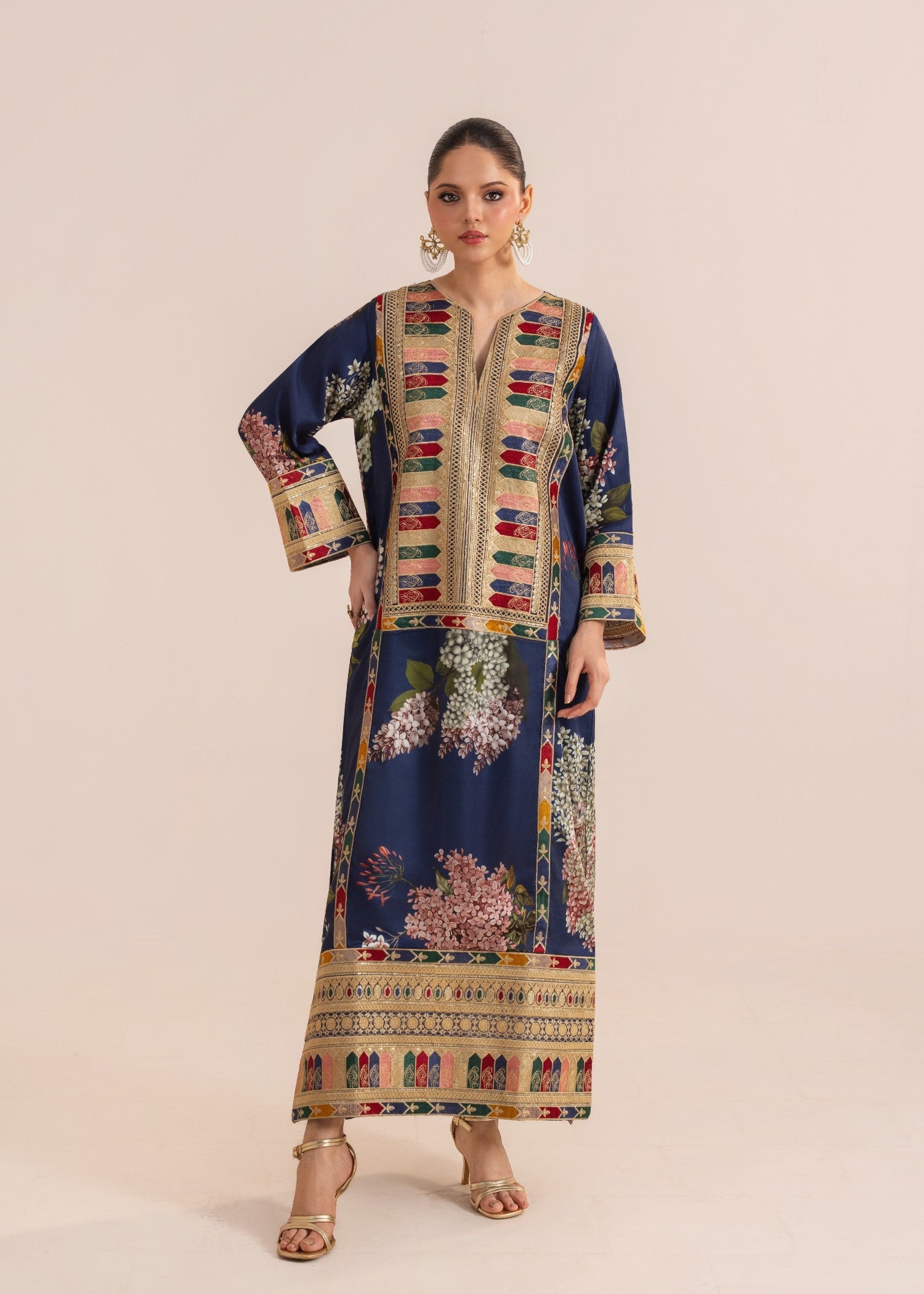 Rajdulari Kareena Blue Silk Kaftan Women 1pcs