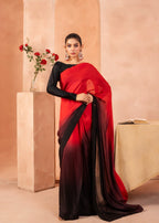 Tonics Clothing Ombre saree | Deep red to Black Women 3pcs