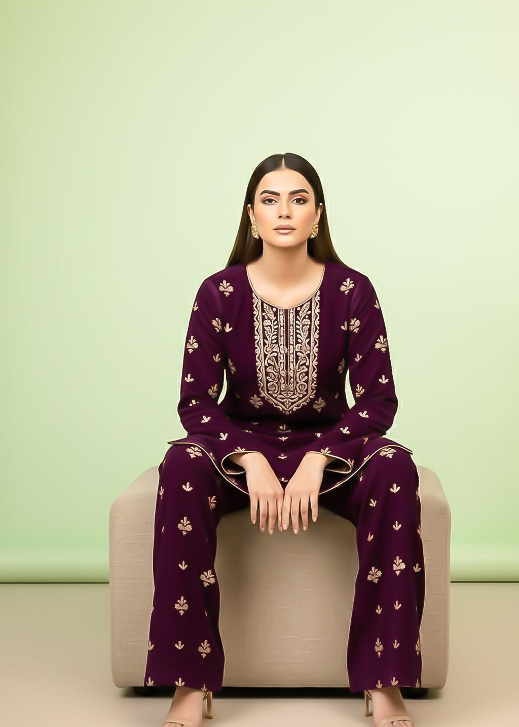 Sutar Imperial Amethyst – Luxe Velvet Ensemble Women 2pcs