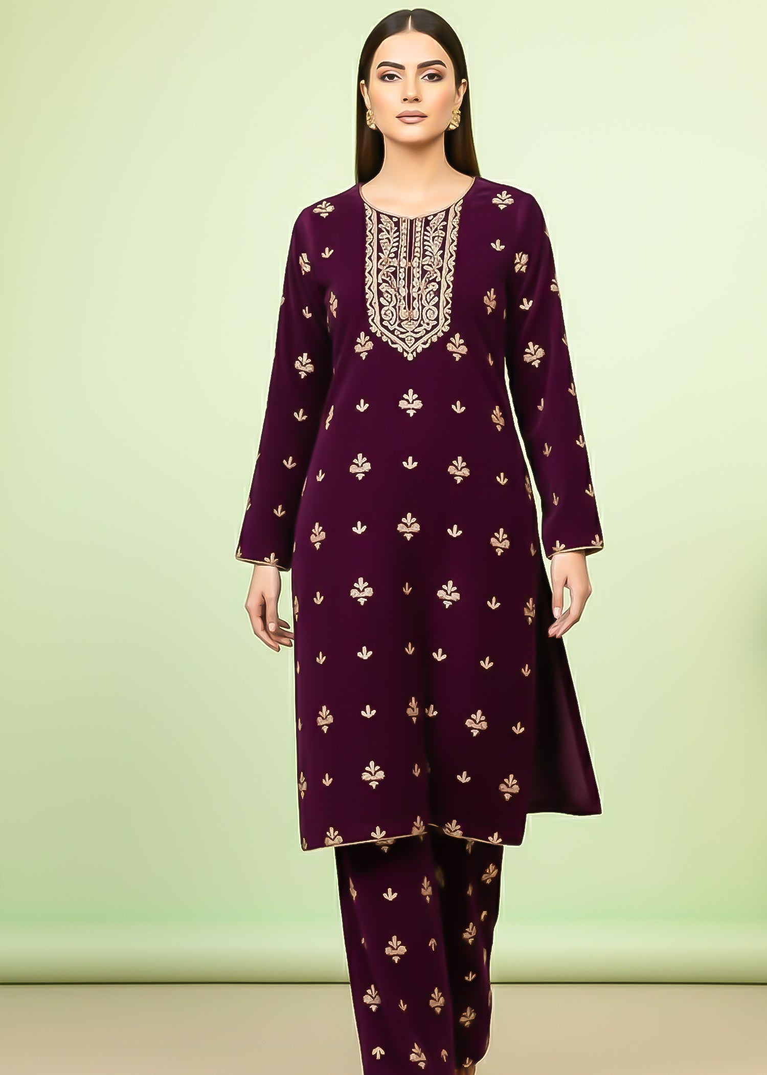 Sutar Imperial Amethyst – Luxe Velvet Ensemble Women 2pcs