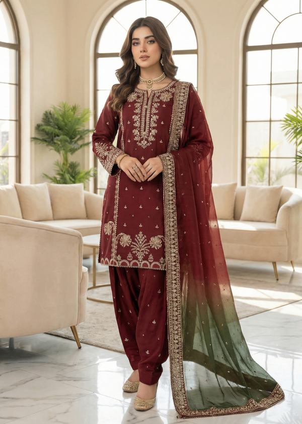 Diara Couture ANCHAL DF 79 MAROON Women 3pcs
