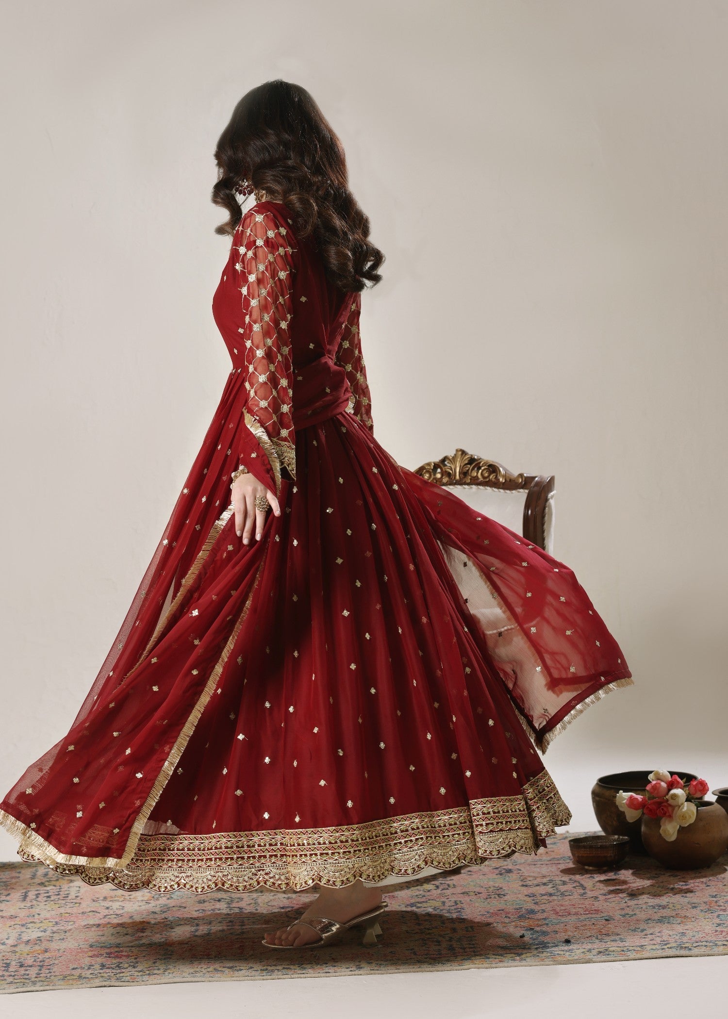 Abaan Zohan Bahar Maroon Women 3pcs