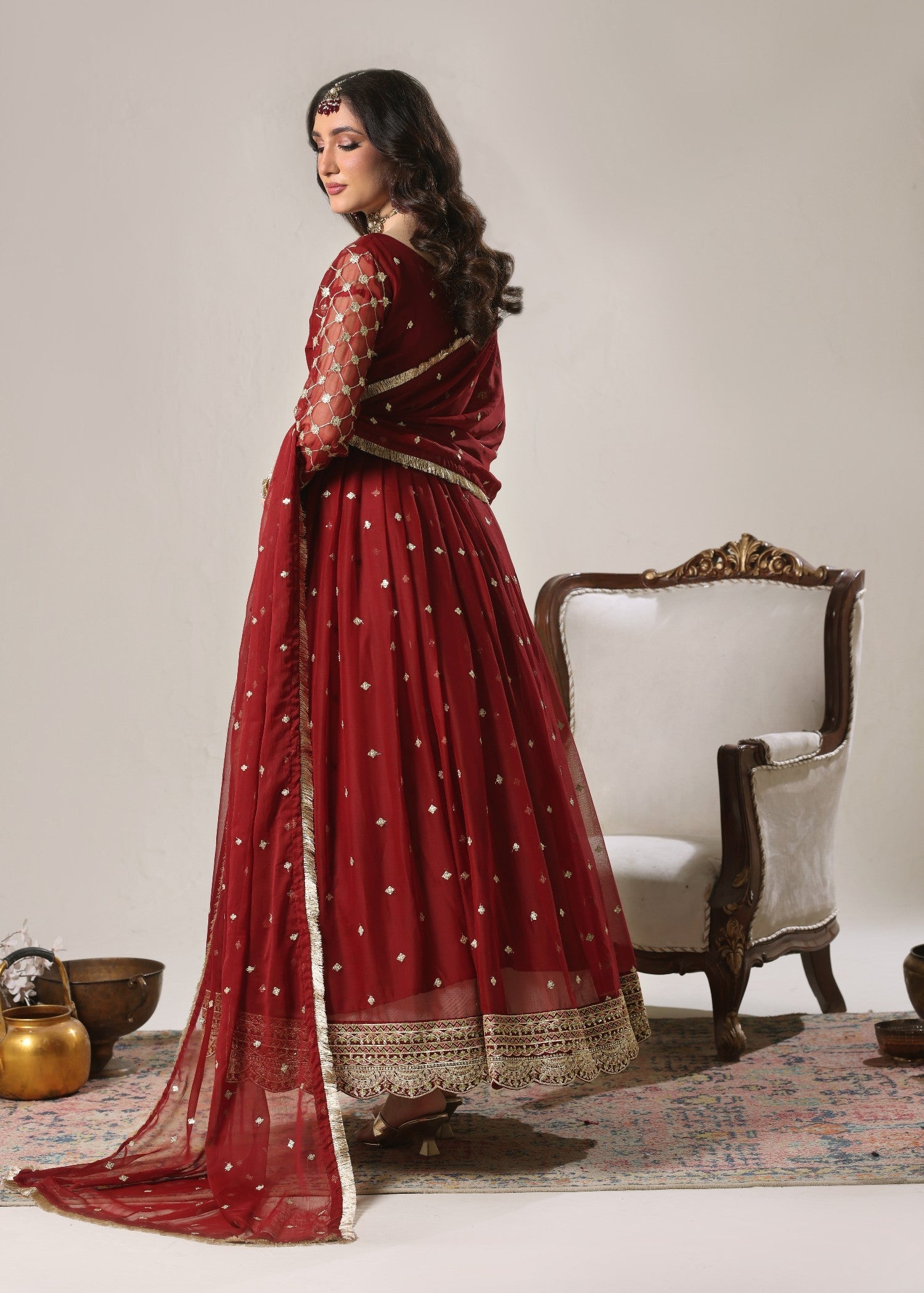 Abaan Zohan Bahar Maroon Women 3pcs