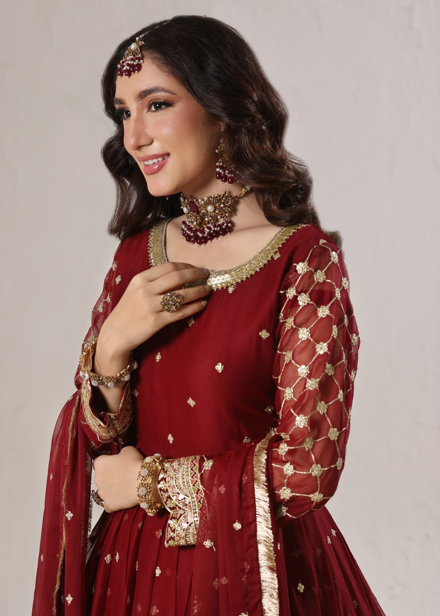 Abaan Zohan Bahar Maroon Women 3pcs