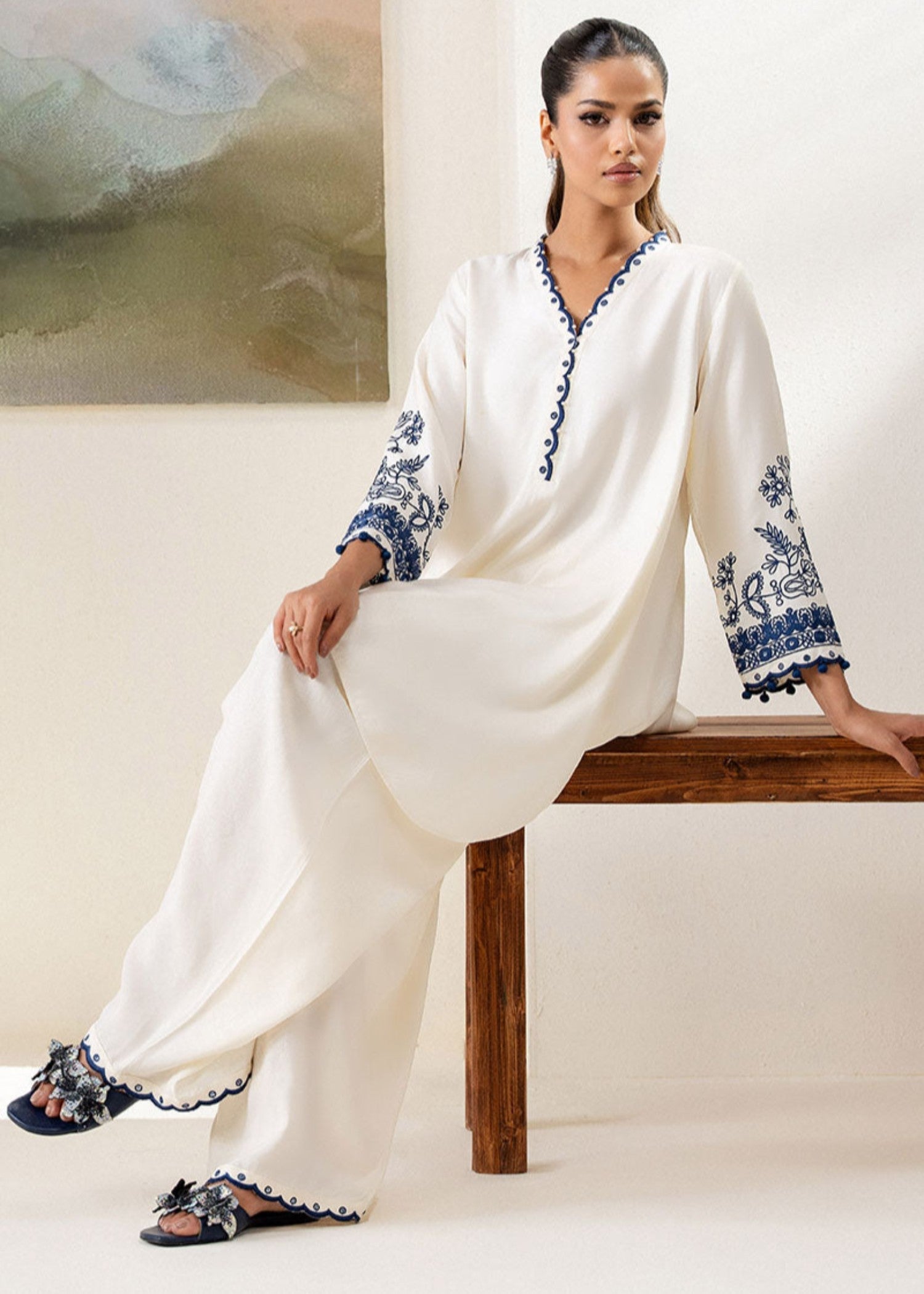 Cross Stitch BLUE WAVE (SHIRT & TROUSER) Women 2pcs