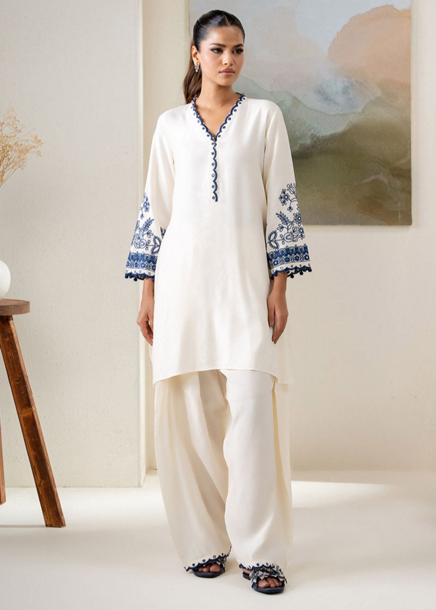 Cross Stitch BLUE WAVE (SHIRT & TROUSER) Women 2pcs