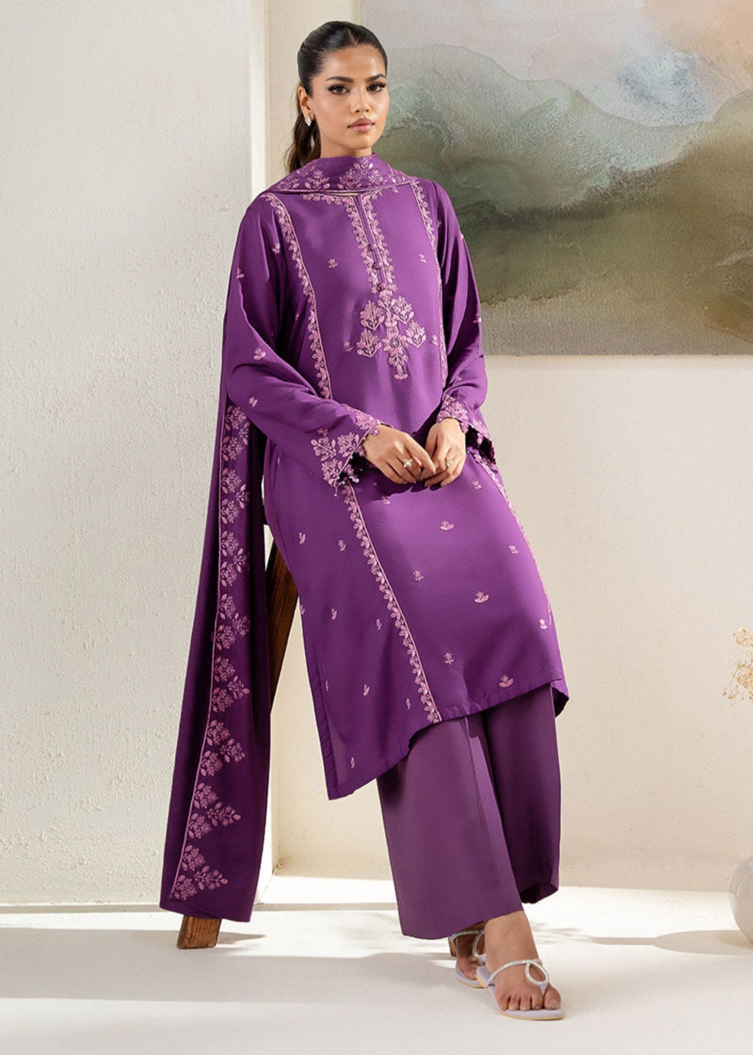 Cross Stitch PURPLE HUE (SHIRT & DUPATTA) Women 2pcs
