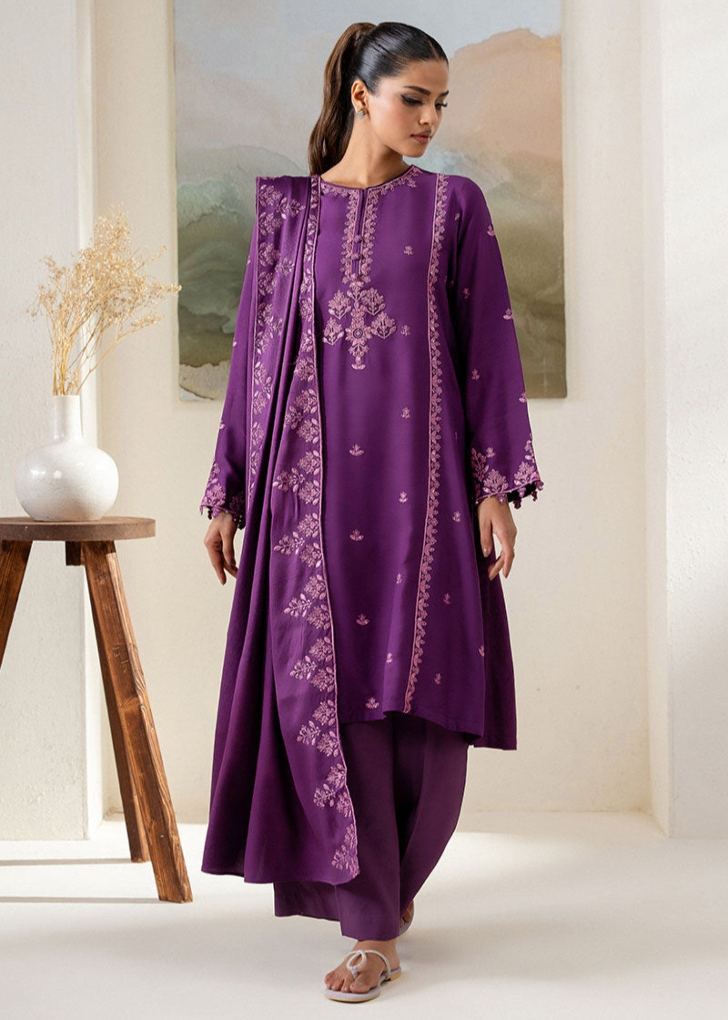 Cross Stitch PURPLE HUE (SHIRT & DUPATTA) Women 2pcs
