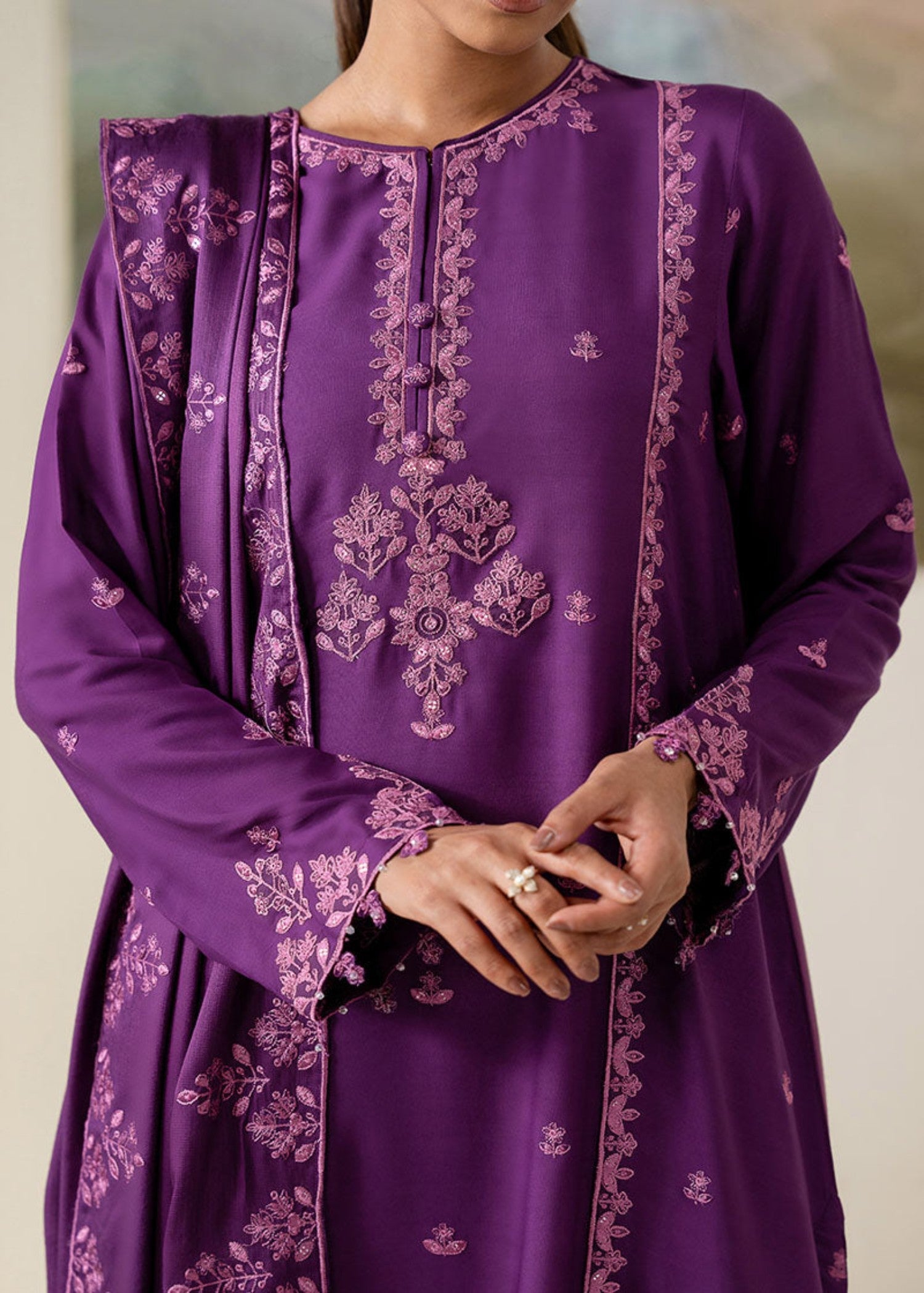 Cross Stitch PURPLE HUE (SHIRT & DUPATTA) Women 2pcs