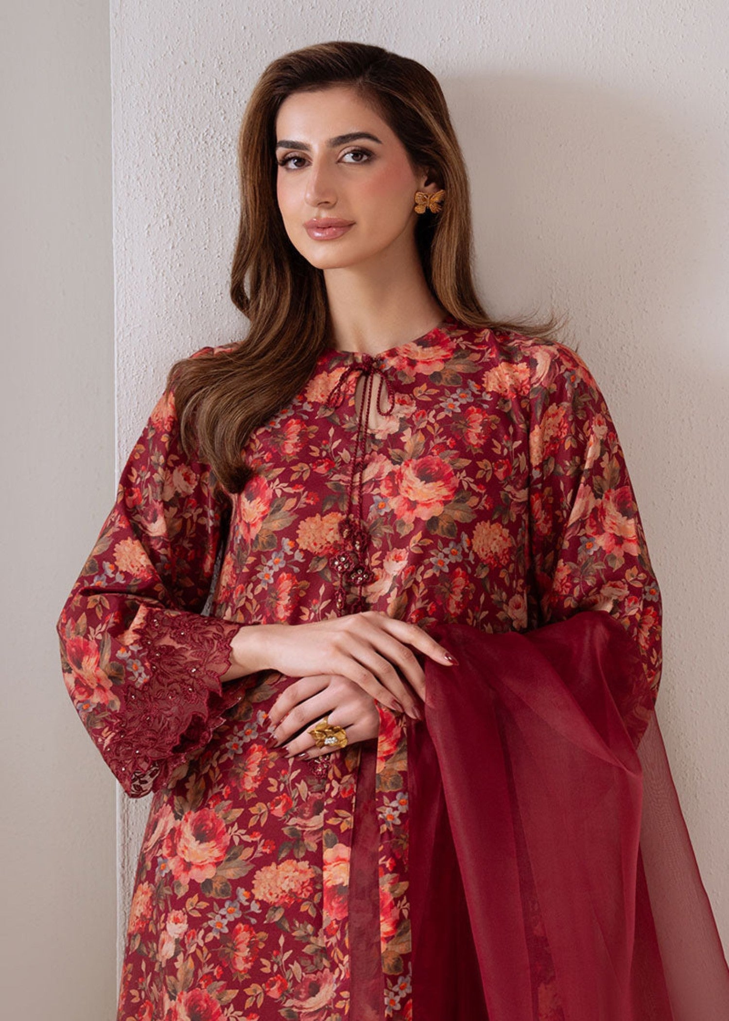 Cross Stitch SCARLET SUNSET (SHIRT & DUPATTA) Women 2pcs