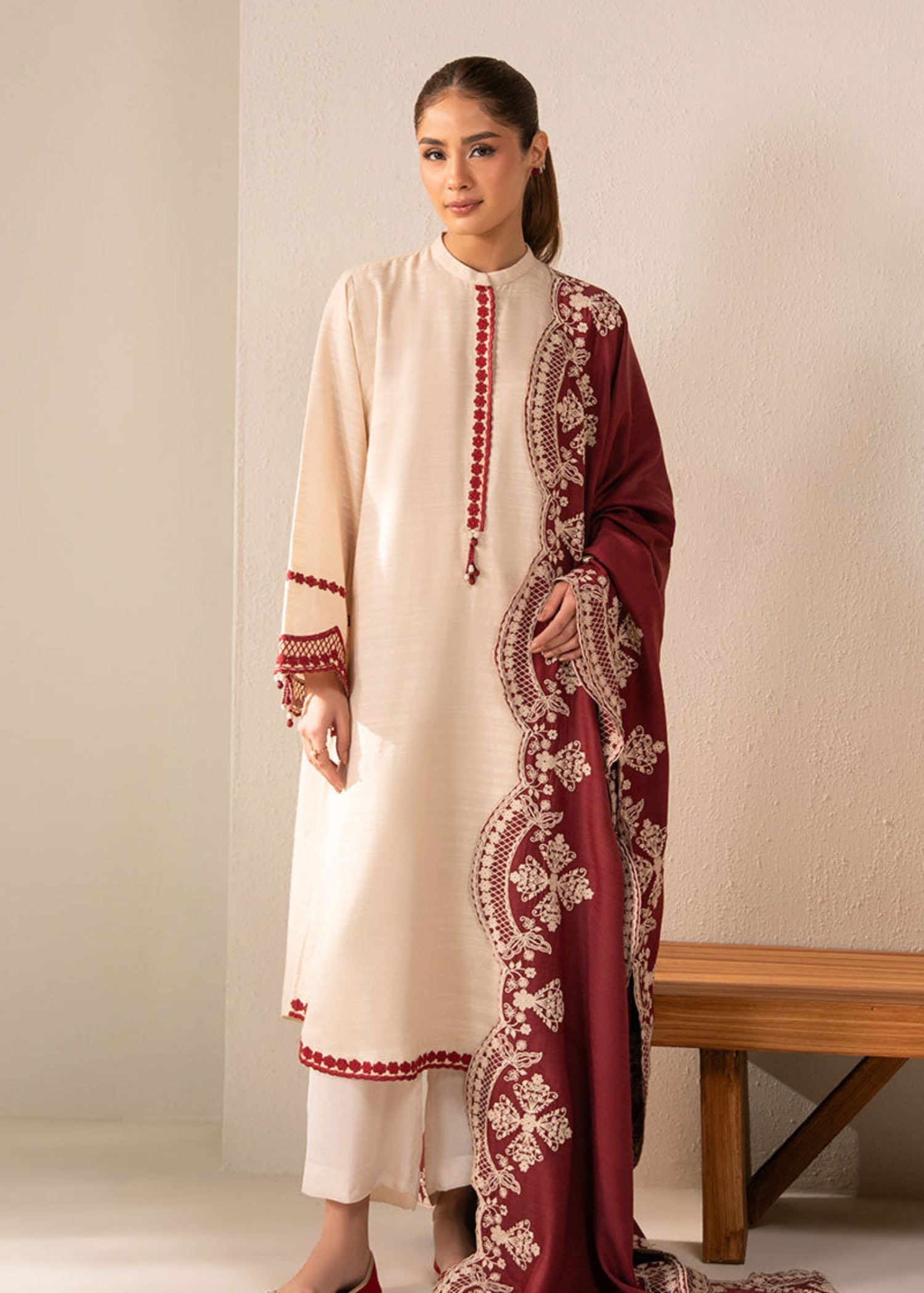 Cross Stitch CRIMSON BLUSH (SHIRT & DUPATTA) Women 2pcs