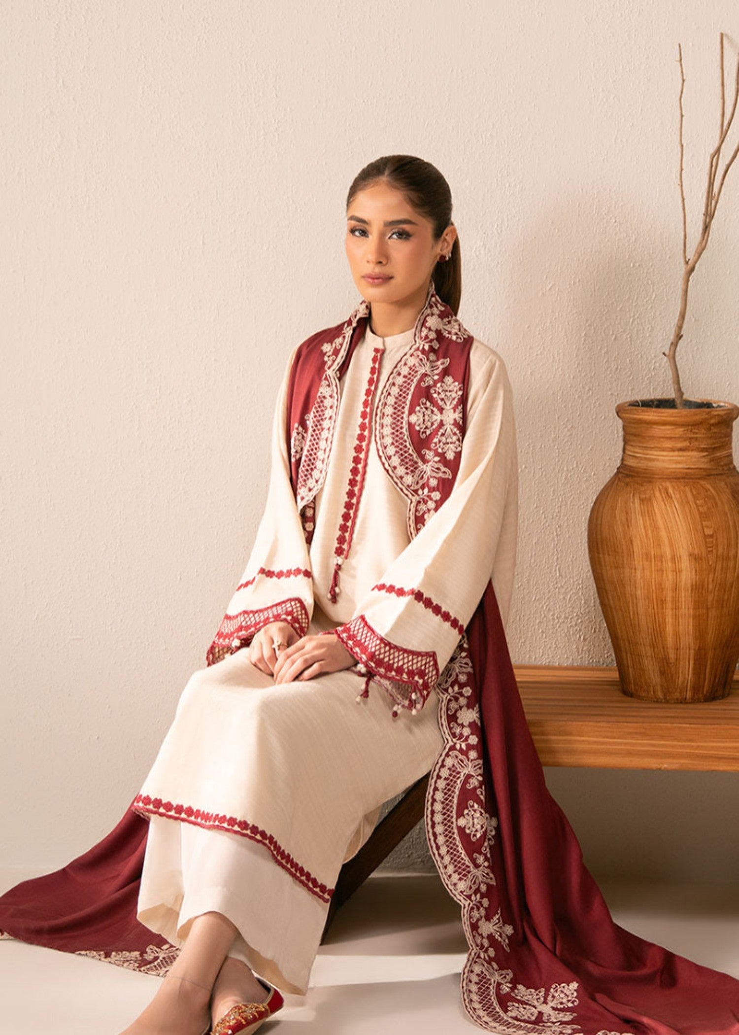 Cross Stitch CRIMSON BLUSH (SHIRT & DUPATTA) Women 2pcs