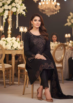 Duas Boutique Designer Chiffon Party Wear Stitched – 4 Cut Stone Work Women 3pcs