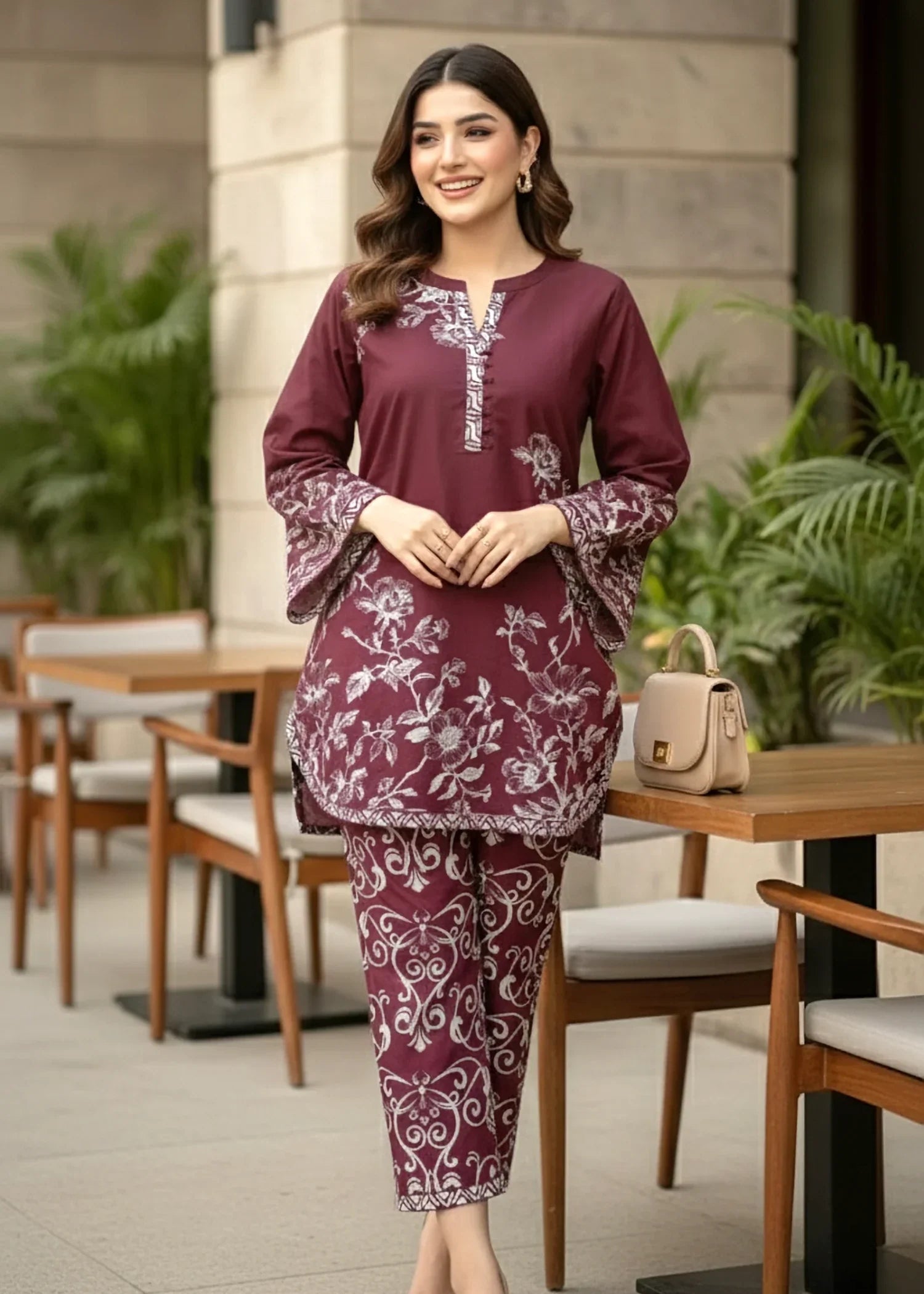 Lakhany Printed Shirt & Trouser LG SG 0084 Women 2pcs