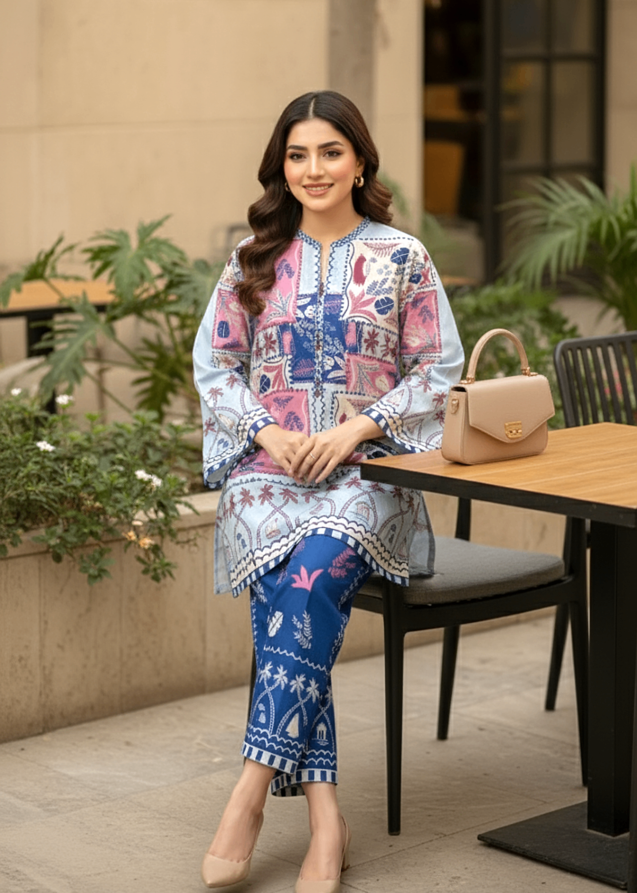 Lakhany Printed Shirt & Trouser LG SG 0086 Women 2pcs