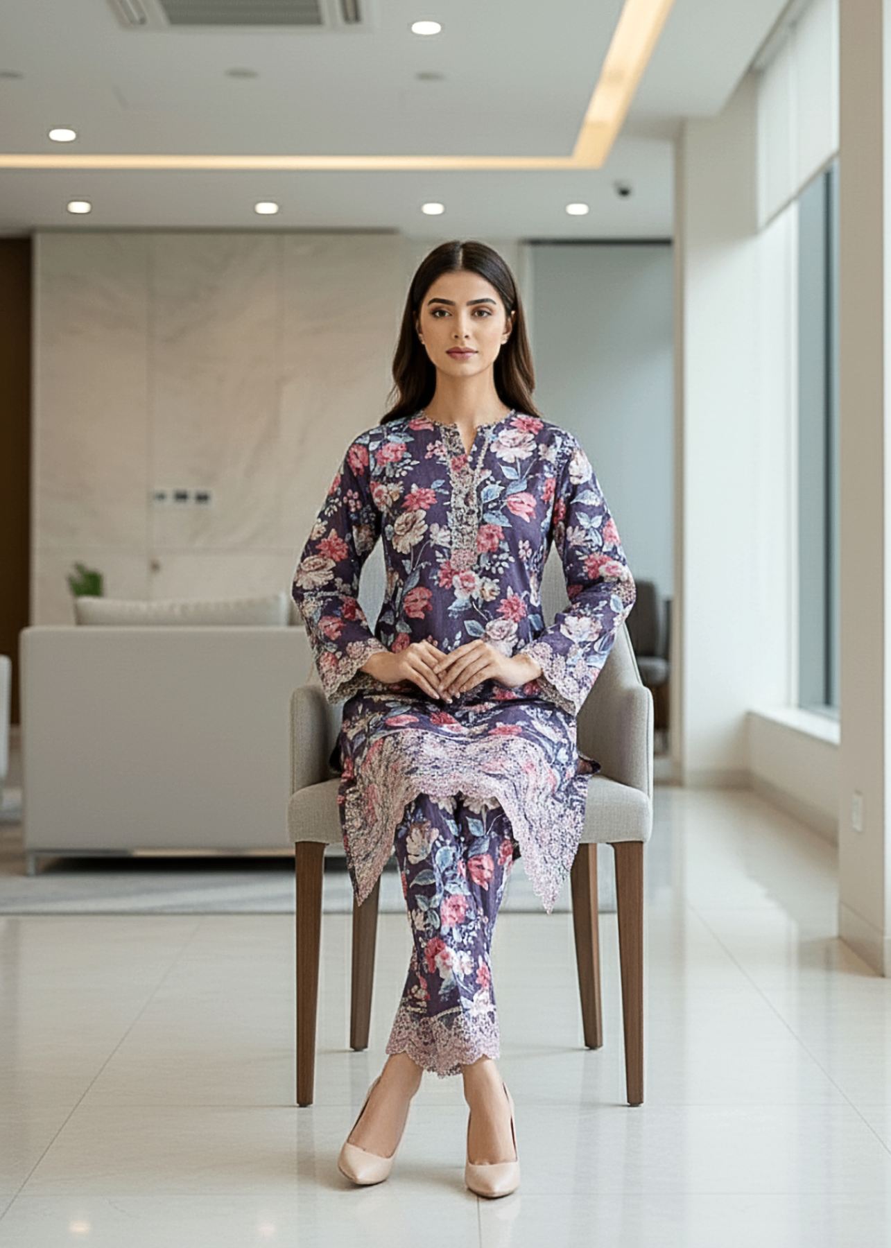 Lakhany Embroidered Shirt & Trouser LG IZ 0503 Women 2pcs