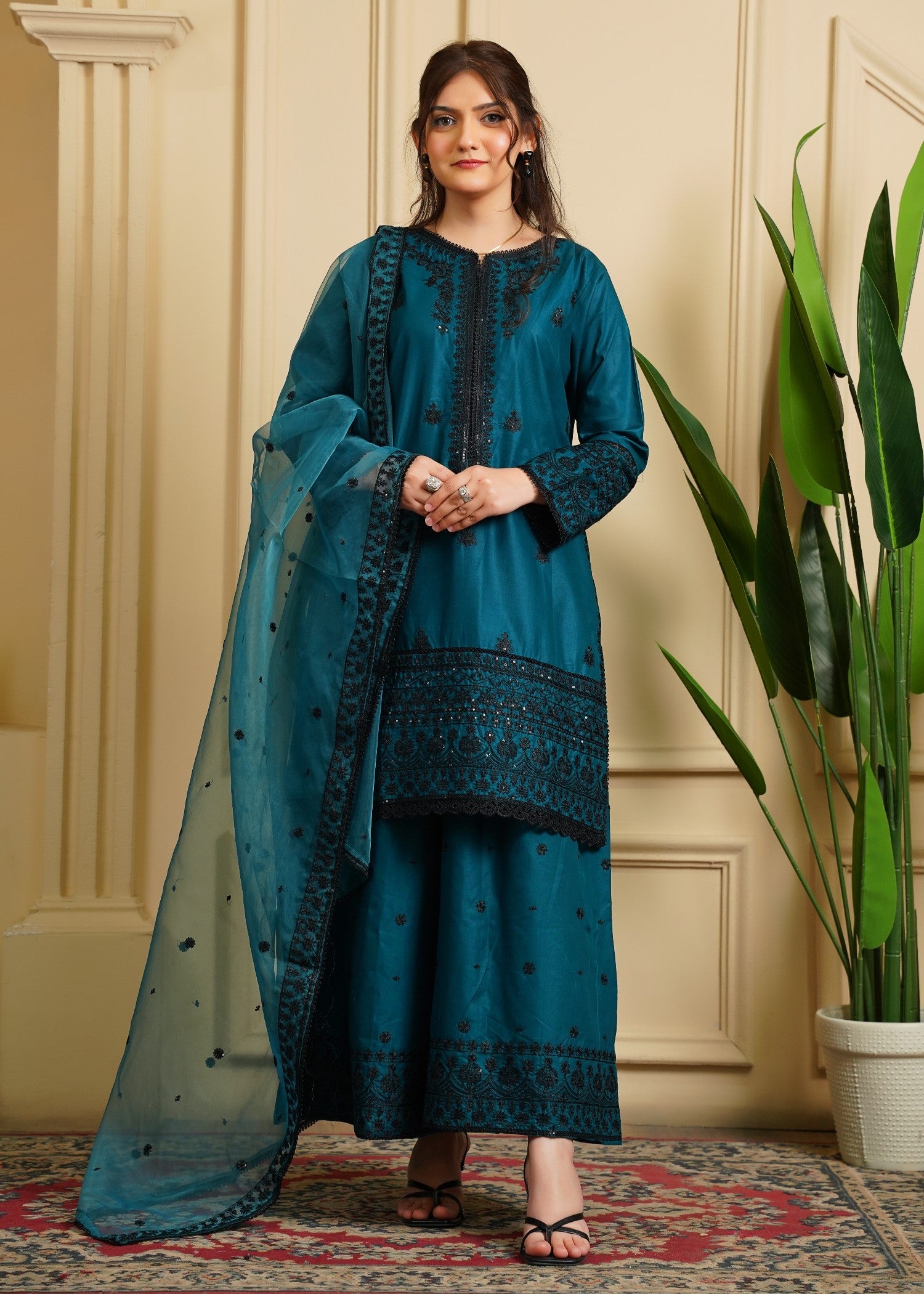 Rangoon Clothing Roshan Sitara Teal Women 3pcs