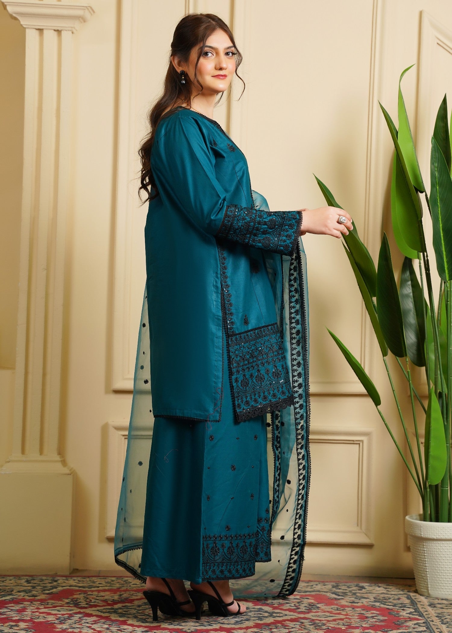 Rangoon Clothing Roshan Sitara Teal Women 3pcs