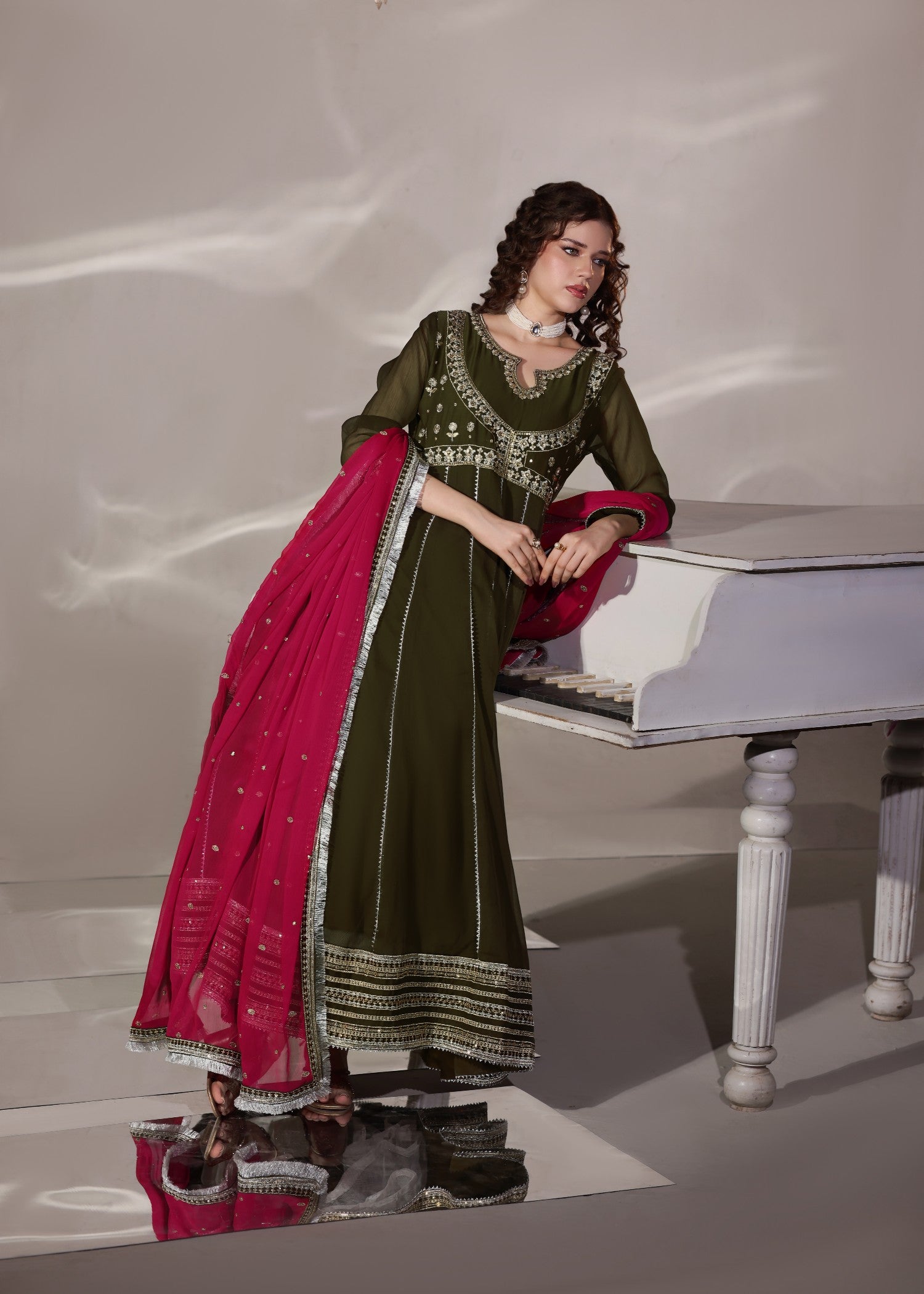 Abaan Zohan Hooriya Dark Olive Women 3pcs