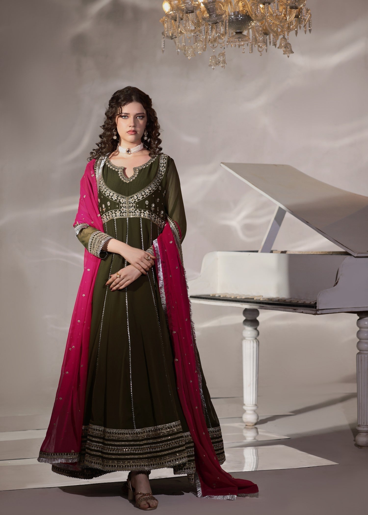 Abaan Zohan Hooriya Dark Olive Women 3pcs