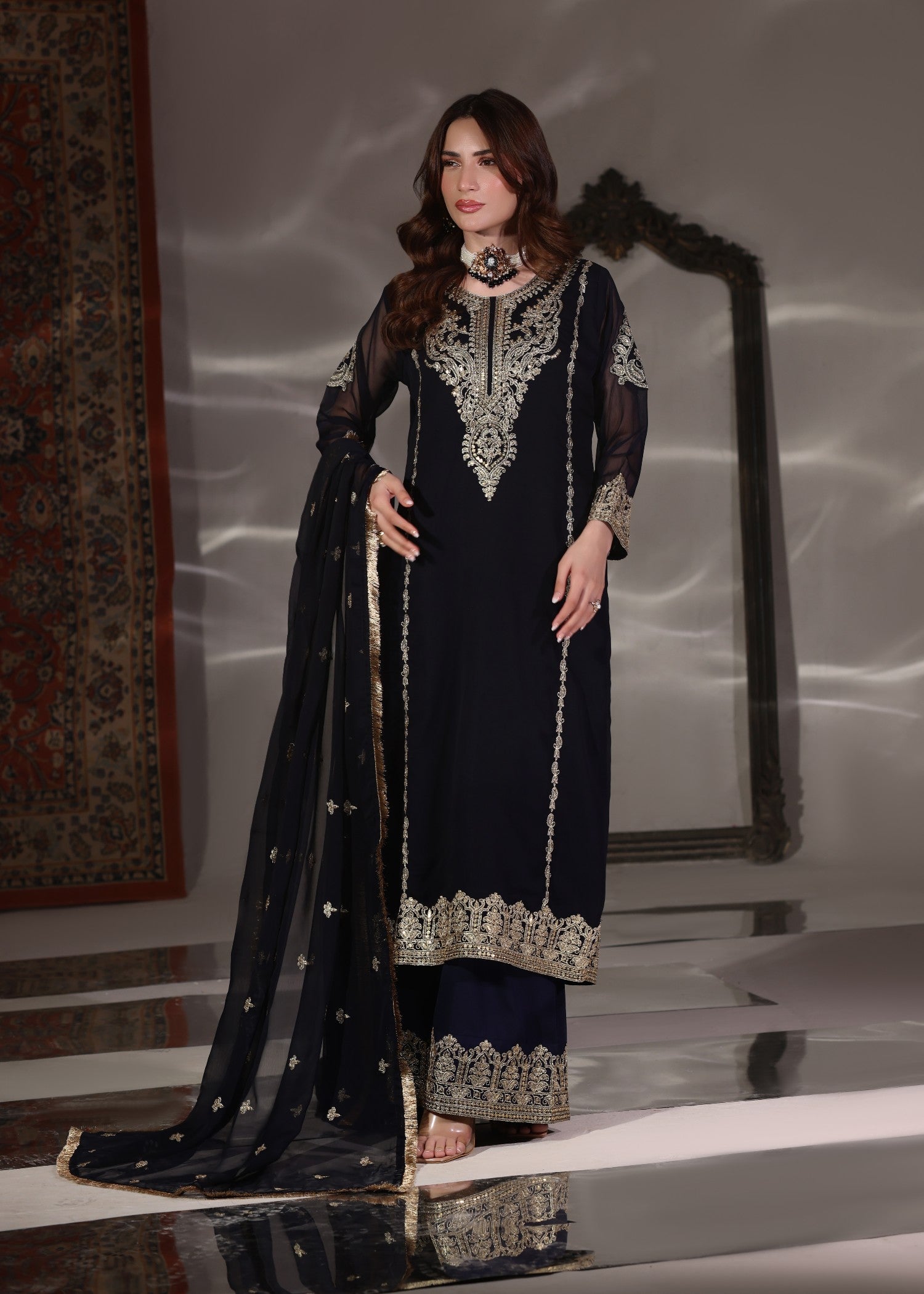 Abaan Zohan Andaz Navy Blue Women 3pcs