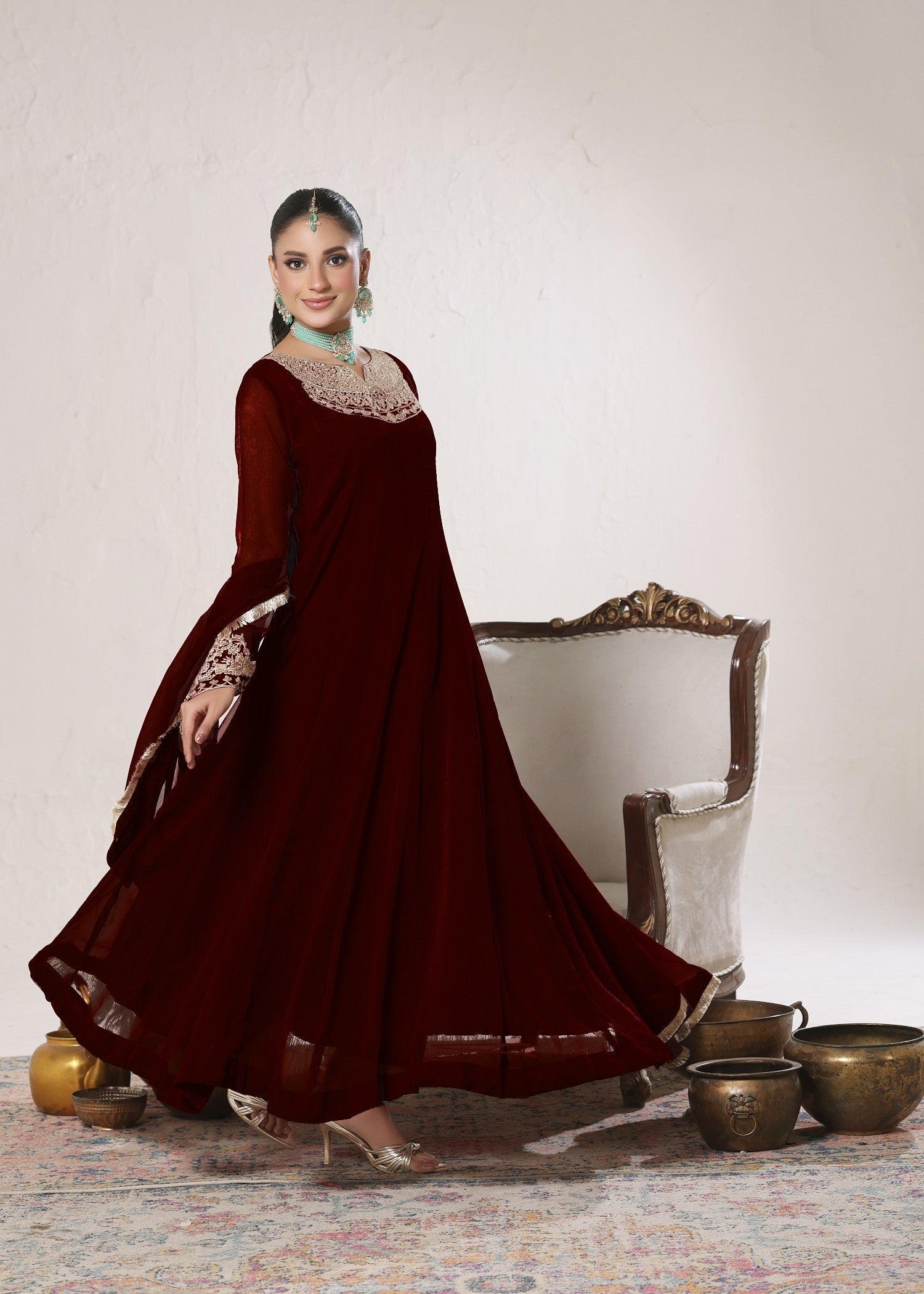 Abaan Zohan Nelofer Maroon Women 3pcs