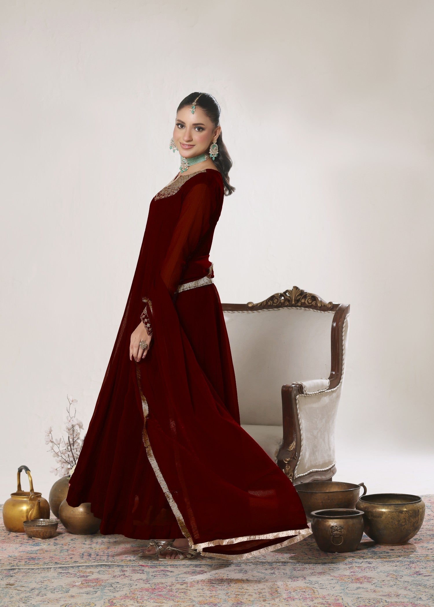 Abaan Zohan Nelofer Maroon Women 3pcs