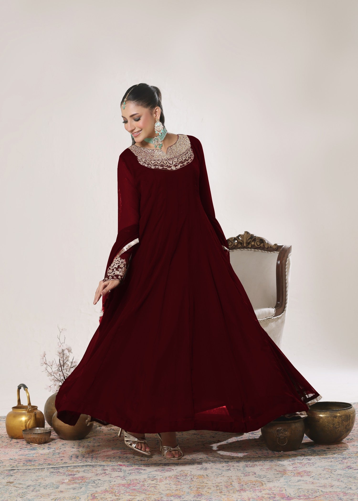 Abaan Zohan Nelofer Maroon Women 3pcs