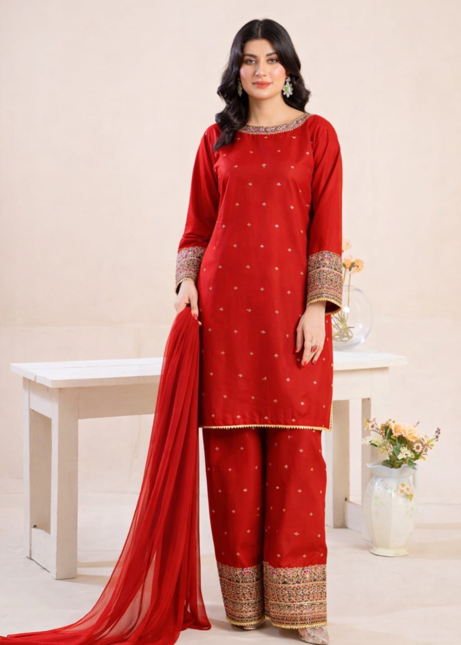 Zeenat & Zoha Red Festive Women 3pcs