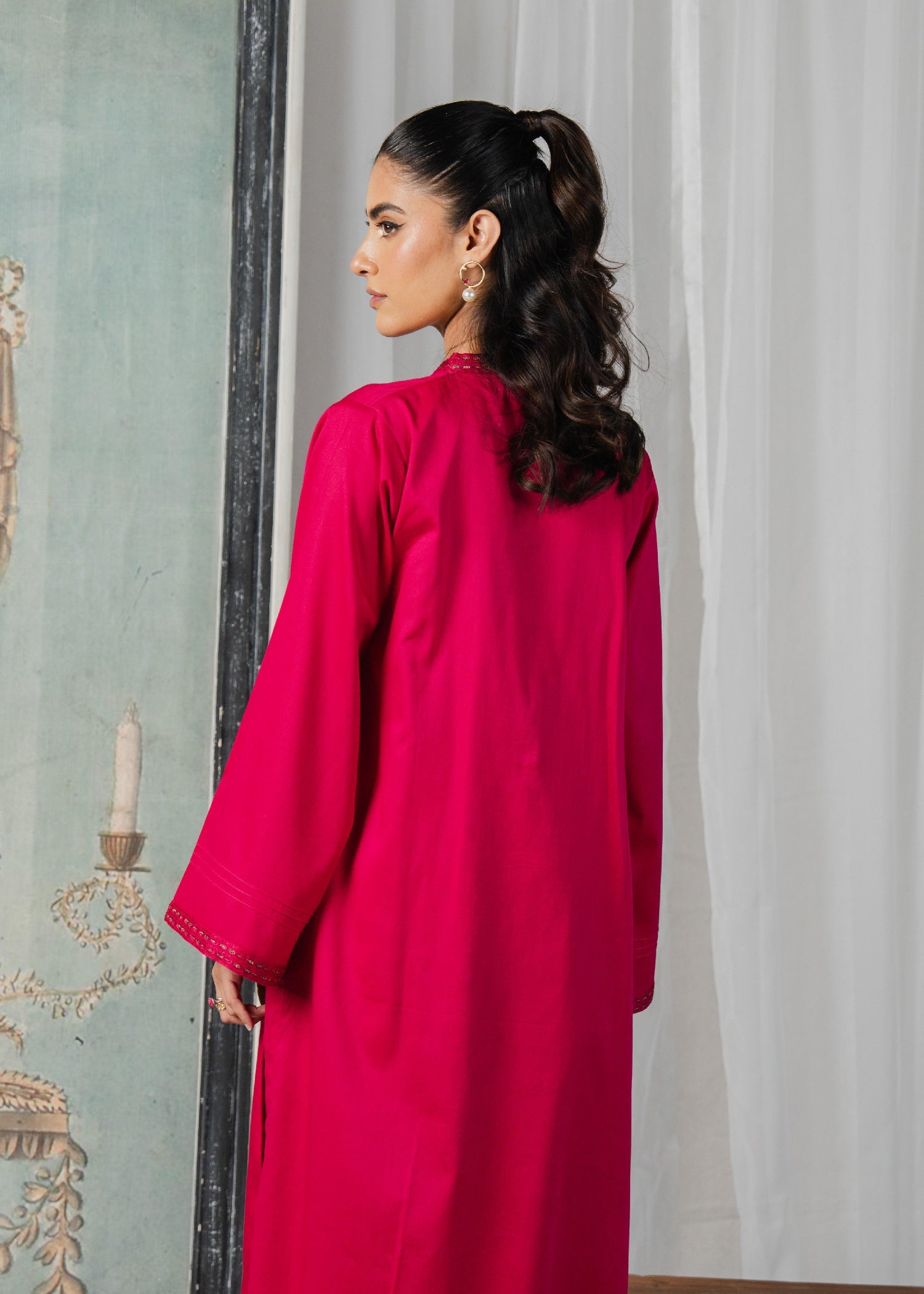 Buzzazi Bright Pink Embroidered Women 2pcs