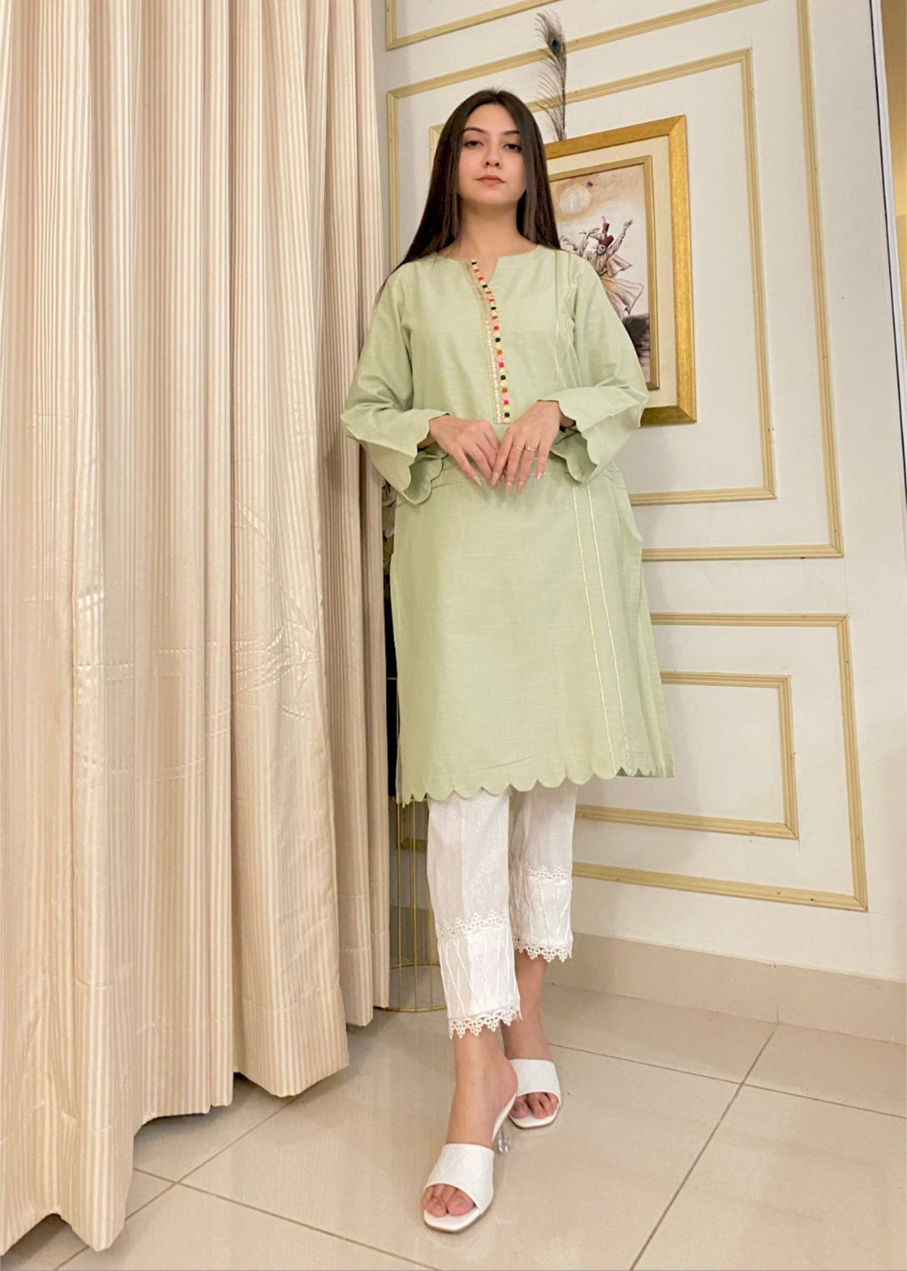 Urban Cut Premium Cotton Embroidered Kurta Women 1pcs