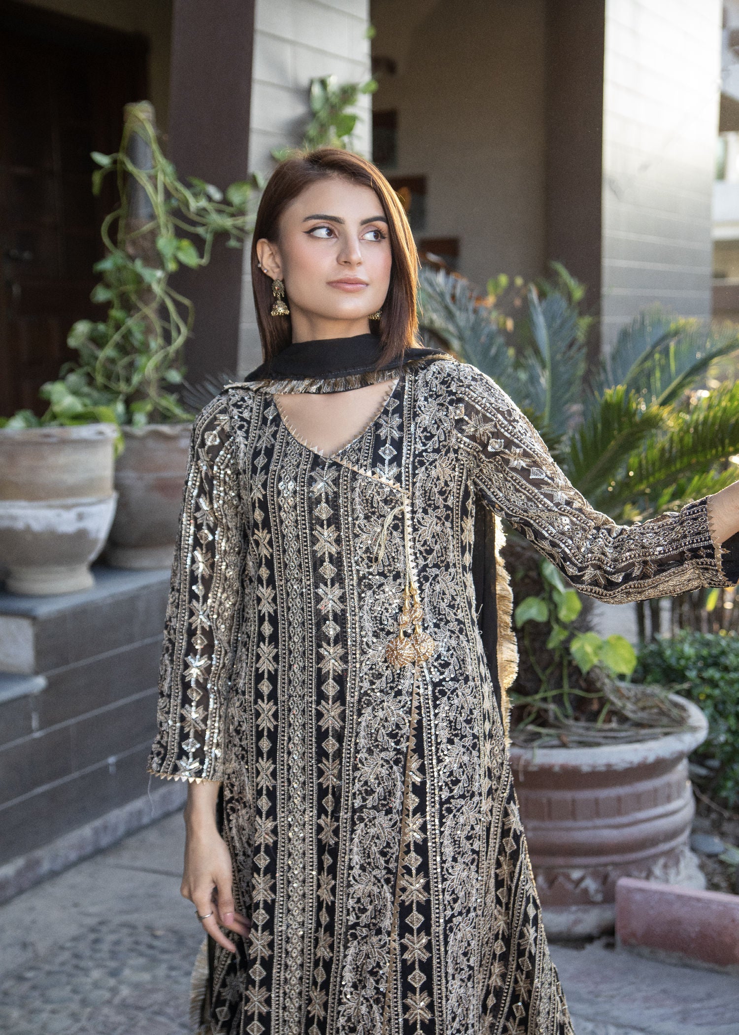 Manahils KURTI 122 BLACK Women 3pcs