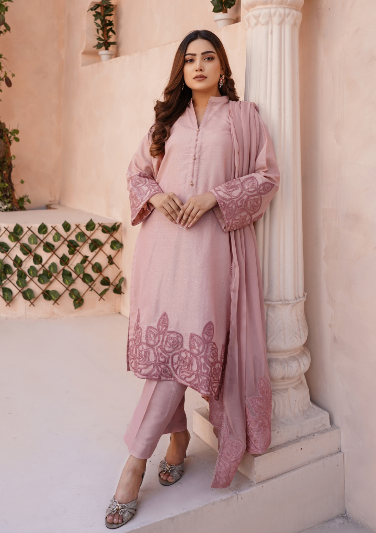 Yolo Pret Embroidered Golden Jacquard Maisuri with Chiffon Embroidered Bordered Dupatta JASHAN S25 0042 Women 3pcs