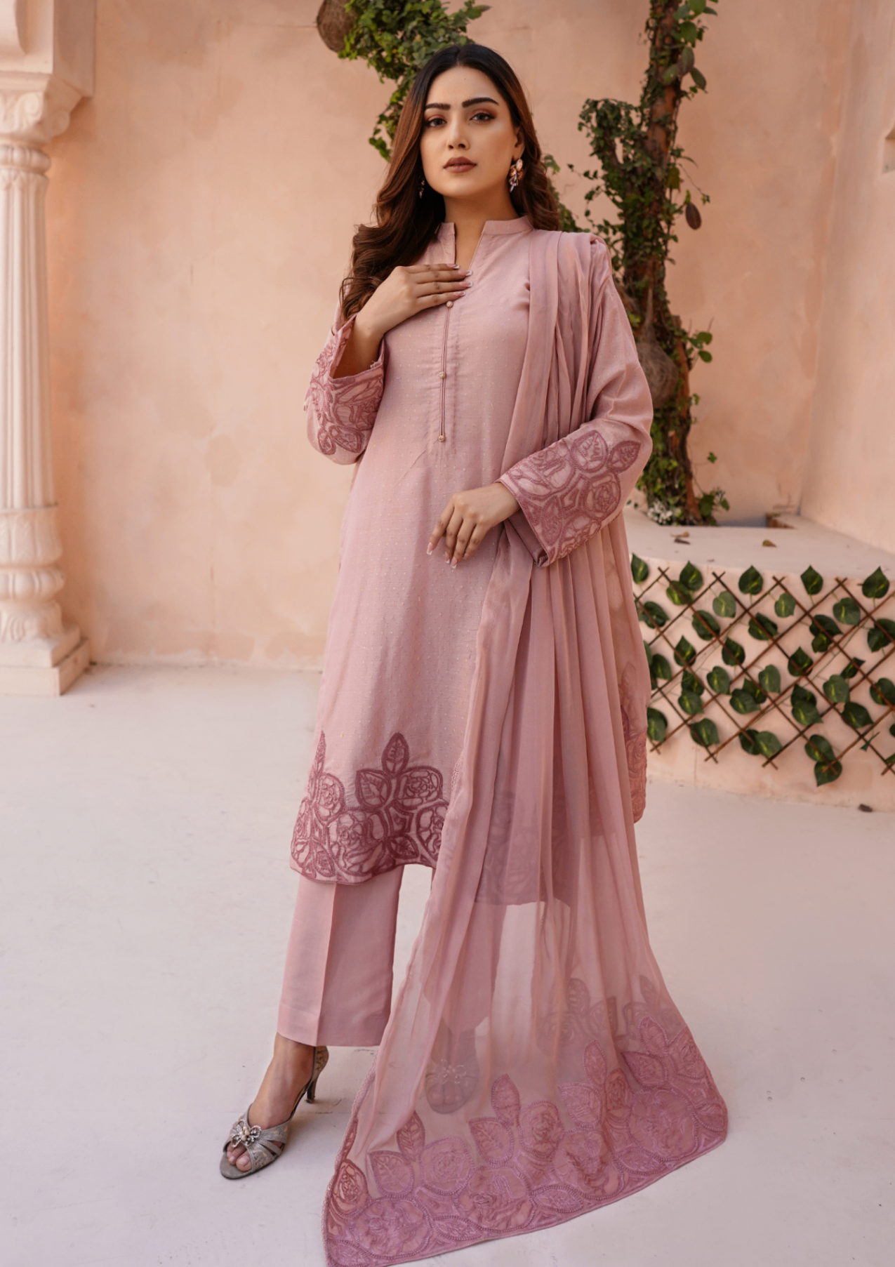 Yolo Pret Embroidered Golden Jacquard Maisuri with Chiffon Embroidered Bordered Dupatta JASHAN S25 0042 Women 3pcs