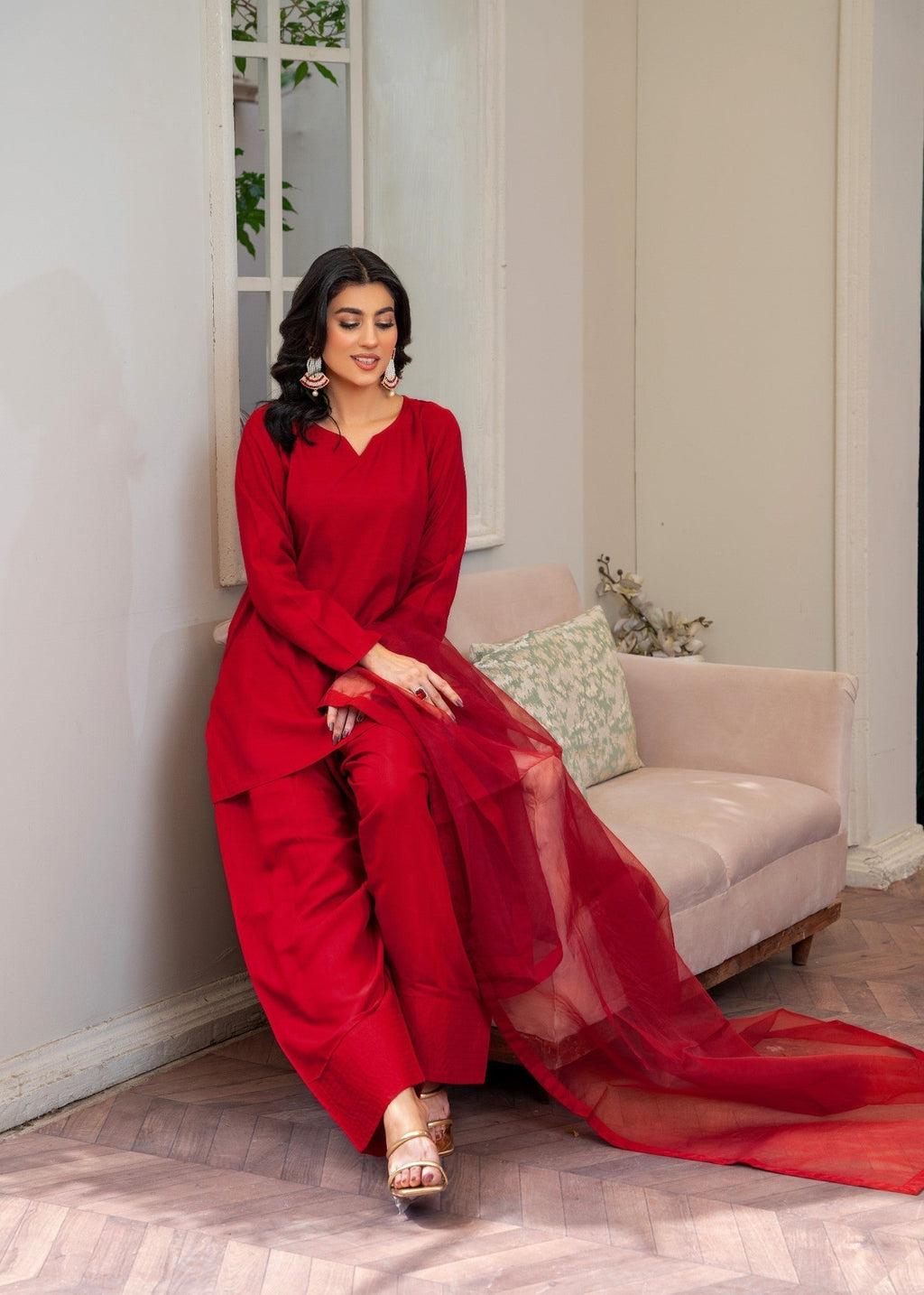 Akhrot Clothing Deep red Farshi Women 3pcs