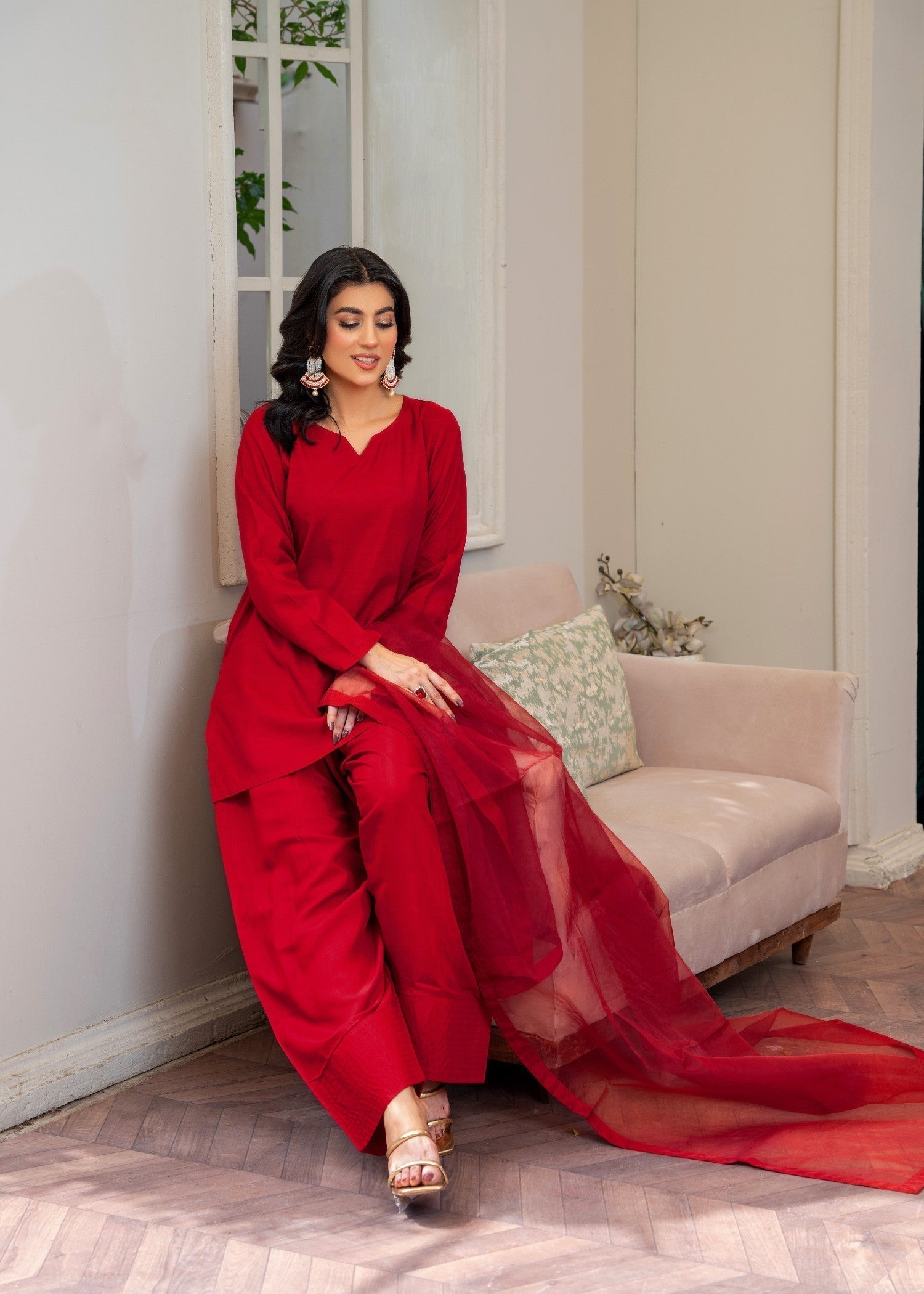 Akhrot Clothing Deep red Farshi Women 3pcs