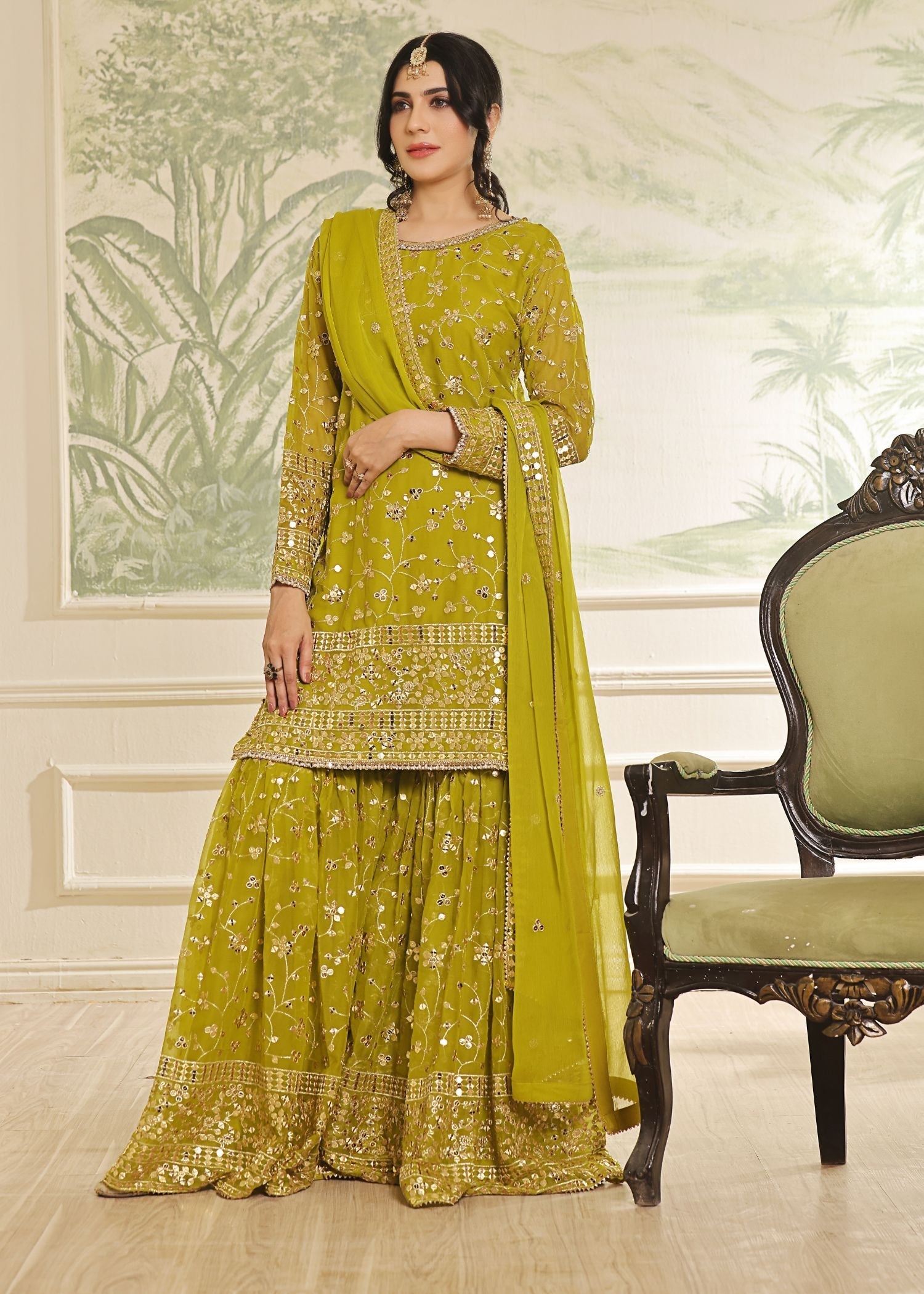 Ayesha Closet Mehndi Olive Women 3pcs
