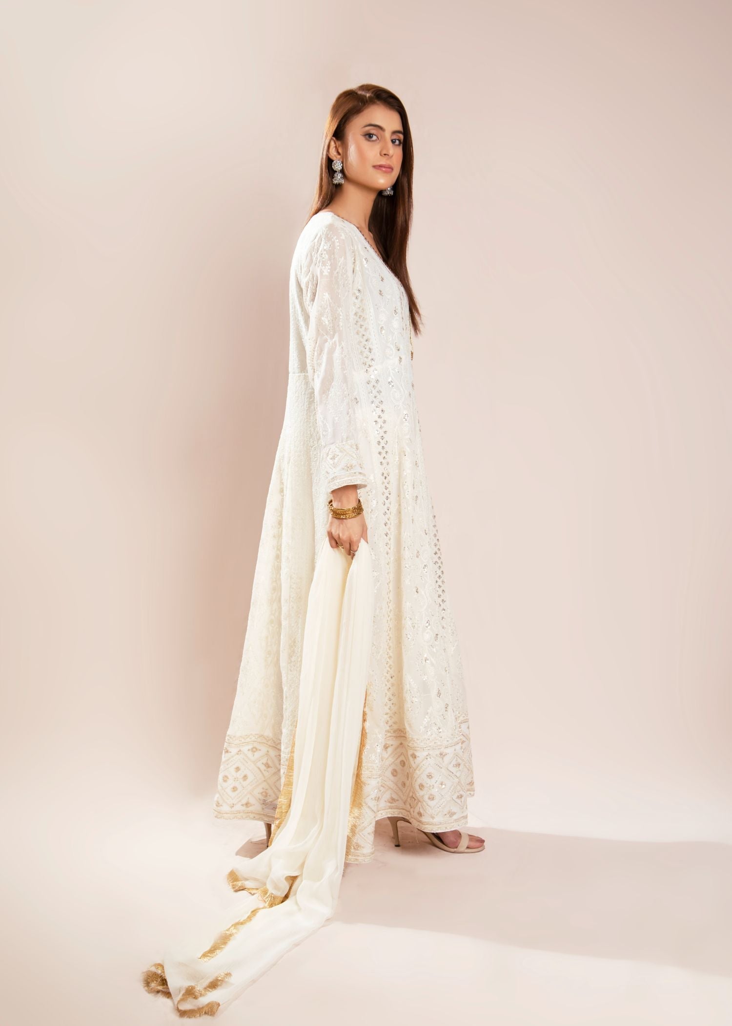 Manahils KURTI 099 MELANIE OFF WHITE Women 3pcs