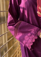 Ayesha B purple dobby cambric Women 3pcs