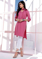 Nuqsh KH 008 Fruit Dove Pink Shirt. Off White Pants Women