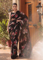VELOUR Flora Noir Saree Women 3pcs
