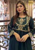 Atrangi GREEN EMBROIDERS FROCK DRESS (CC 642) Women