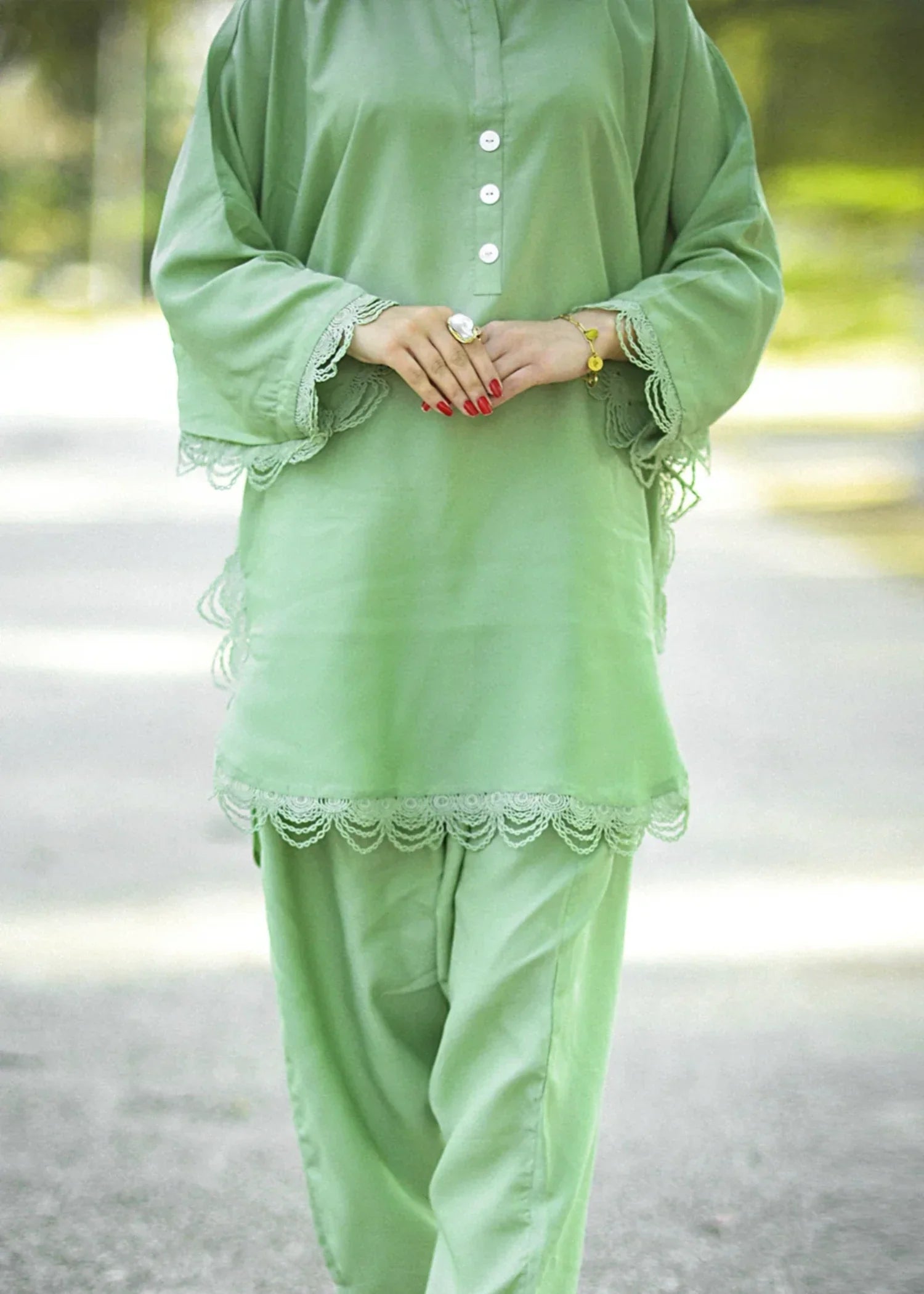 Urban Cut Cotton Embellished Co Ord Set Women 2pcs