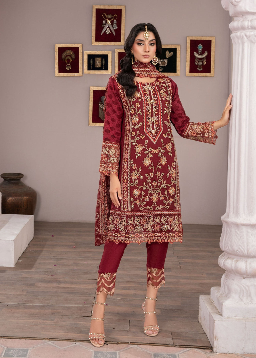 Zebaye Shaya Gulaab US 519 Mahroon(SB) Women 3pcs