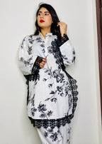 Urban Cut Stitched Cotton Printed Co Ord Set BLACK|WHITE Women 2pcs