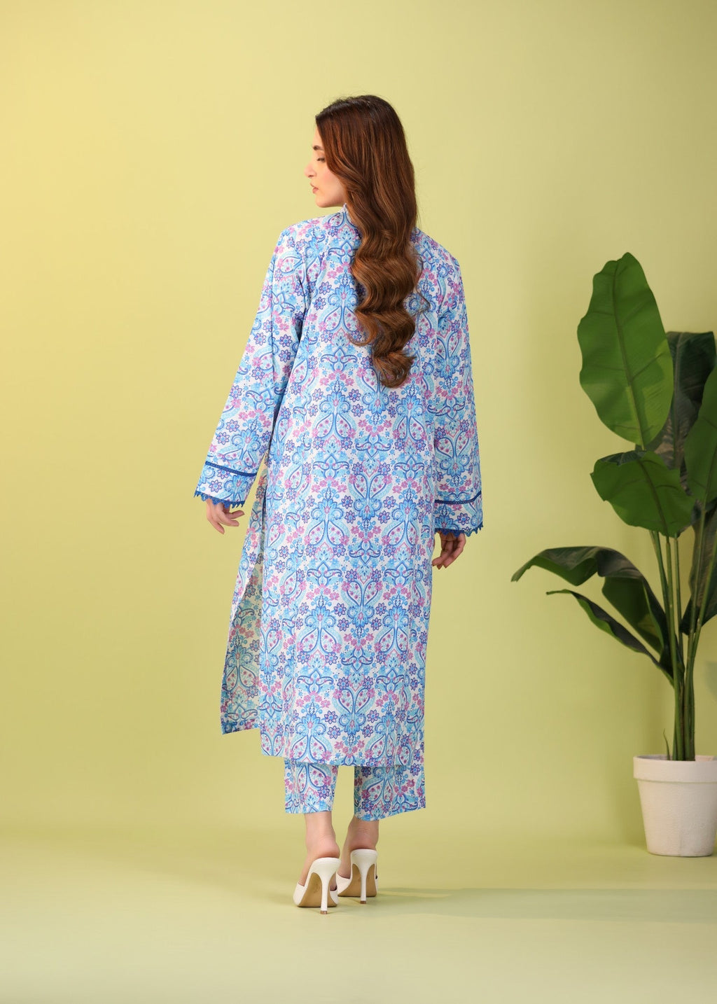 Mhw Serene Blue Printed Suit Women 2pcs