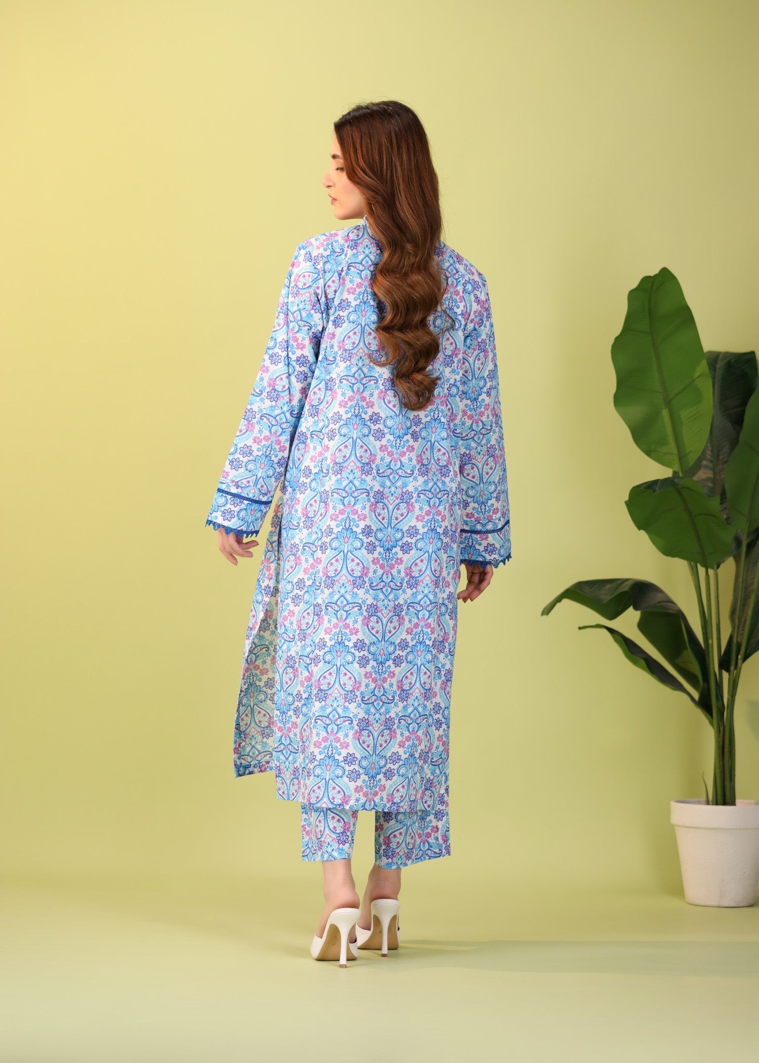 Mhw Serene Blue Printed Suit Women 2pcs