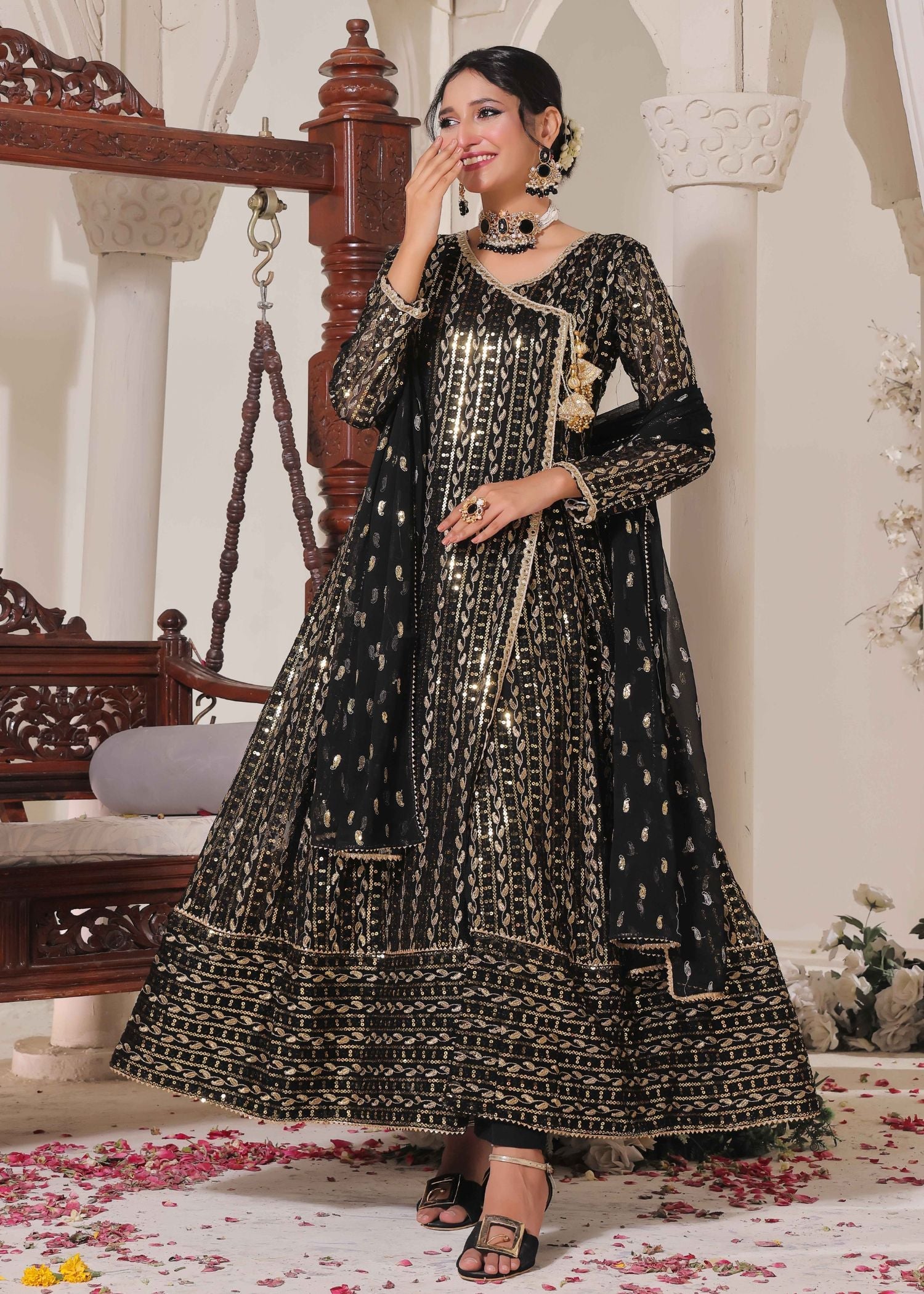 Ayesha Closet ReshamJet Black Women 3pcs