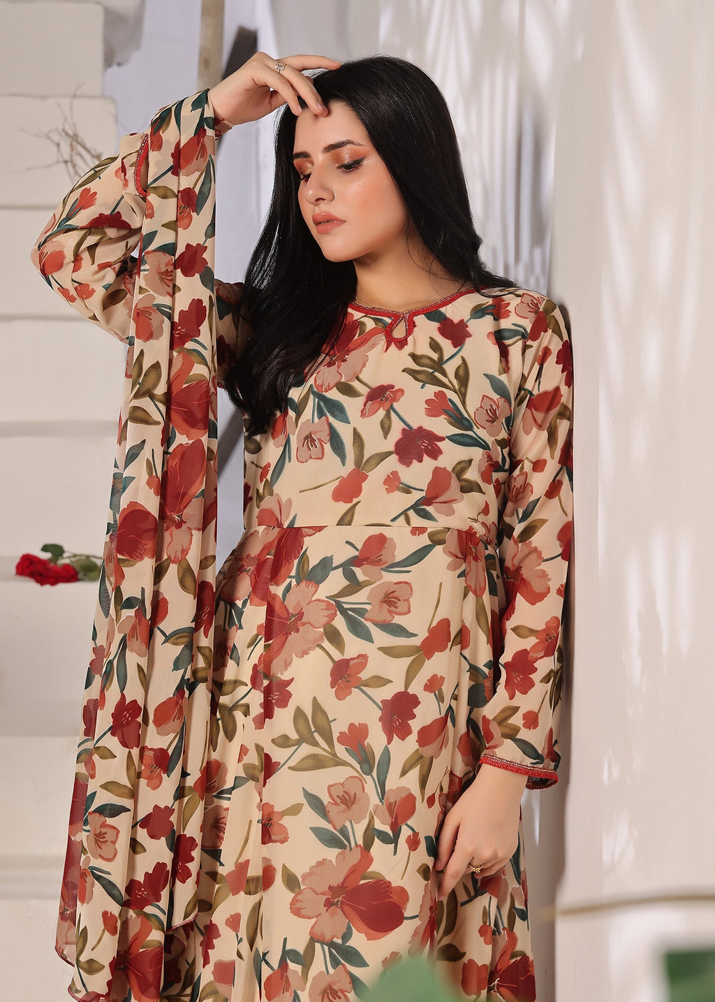Nazmina Calico flowers dress Women 3pcs