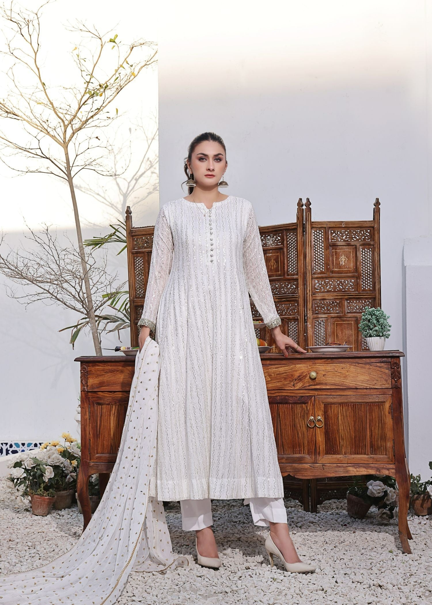 Ayesha Closet Anooshay Gul White Light Women 3pcs
